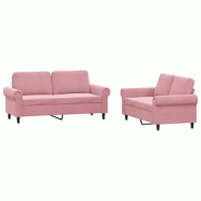 VidaXL Ensemble de canapés 2 pcs avec coussins Rose Velours Modèle Alveressa - 3202213