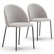 VS Venta-stock Pack 2 chaises Salle à Manger tapissées Kenia Beige, 43 cm x 47cm x 78,5 cm - beige polyester I20041