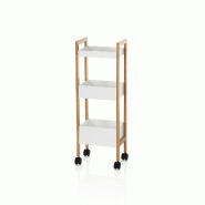 AQA Design Chariot POT en bambou et MDF blanc L.28 P.19 H.79 MP02516 - blanc Bambou MP02516 AQA Design Chariot POT en bambou et MDF blanc L.28 P.19 H.79 MP02516 - blanc Bambou MP02516