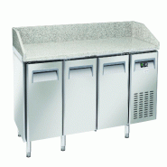 Banco pizza inox 3 portes, plan en granit, dégivrage automatique, température +2/+8°C, 202,5×80×104 cm. CoolHead QZ30 - 1753