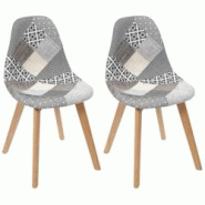 Chaise scandinave Patchwork (Lot de 2) Blanc The Home Deco Factory - blanc 3664944321033 Chaise scandinave Patchwork (Lot de 2) Blanc The Home Deco Factory - blanc 3664944321033