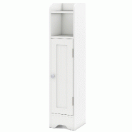COSTWAY Armoire bain étroite, avec compartiment ouvert et 2 étagères réglables, 18x19,5x80cm, blanc - blanc Bois manufacturé NM0704IT