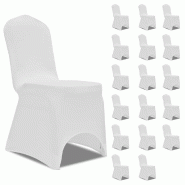Décoshop26 - Housses élastiques de chaise Blanc 18 pièces DEC022530 - blanc 3001282769606