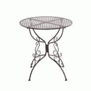 Décoshop26 - Table de jardin en fer forgé diamètre Ø 70 cm bronze vieilli MDJ10045 - 3000199024891