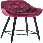 Décoshop26 - Tabouret de bar chaise haute x1 assise effet capitonnée en velours bordeaux et métal noir 10_0004887 - noir métal 3000252344591