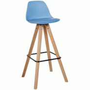 Décoshop26 - Tabouret de bar chaise haute x1 repose-pieds style scandinave en plastique et PVC bleu structure en bois clair carré 10_0004627 - bleu Décoshop26 - Tabouret de bar chaise haute x1 repose-pieds style scandinave en plastique et PVC bleu structure en bois clair carré 10_0004627 - bleu