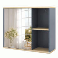 Helloshop26 - Armoire à pharmacie murale 60 x 20 x 50 cm avec miroir haute définition et étagères ajustables moderne en bois gris 20_0015925 - gri