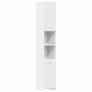 Helloshop26 - Armoire de salle de bain rangement design épuré 30 x 30 x 183,5 cm en bois d'ingénierie blanc 02_0047715 - blanc verre 3000234924537