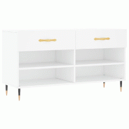 Helloshop26 - Banc à chaussures bottes commode étagère meuble entrée rangement 102 x 35 x 55 cm bois d'ingénierie blanc 02_0022879 - blanc Bois m