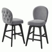 Helloshop26 - Tabourets de bar lot de 2 pivotants avec dossier et pieds en bois assise en tissu chenille hauteur d'assise 66,5 cm 12_0007989 - 3000225 Helloshop26 - Tabourets de bar lot de 2 pivotants avec dossier et pieds en bois assise en tissu chenille hauteur d'assise 66,5 cm 12_0007989 - 3000225