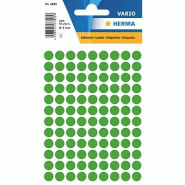 HERMA 540 pastilles adhésives coloris vert foncé, Ø 8 mm (5 feuilles 9x16 / cdt) - 1835