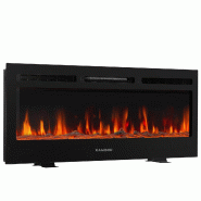 KAMINIO Cheminée électrique MARLON - Cheminée 3-en-1 avec chauffage, effet de flamme 3D, 12 couleurs de flammes, télécommande - 42 pouces - EF02-42