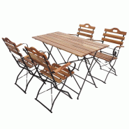 Mendler Set de jardin de bière HWC-J40, set de bistrot table pliante chaise pliante, qualité gastronomique acacia certifié MVG ~ couleur naturelle