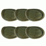 Ogo Living - Lot 6 assiettes ovales sigma 23.5x15.5cm en porcelaine - 3256391053225