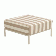 Pouf rayé pour salon de jardin modulable en tissu beige - beige aluminium 114814