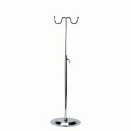 Présentoir métallique chromé - double crochets - hauteur réglable de 50 à 85cm