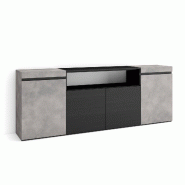 SKRAUT HOME Buffet salon et cuisine, 200x75x35cm, 4 Portes, Meuble chaussure, Ciment - gris Bois manufacturé 60_9