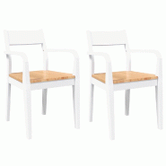 VidaXL Chaises à manger 2 pcs blanc bois massif caoutchouc Modèle Atlas Compact - 4102512