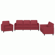 VidaXL Ensemble de canapés 3 pcs et coussins Rouge bordeaux Similicuir Modèle Sirius Ronde - 3201743