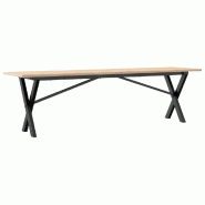 VidaXL Table basse cadre en X 160x40x45 cm bois de pin massif et acier Modèle Polaris Ligne Plus - 3282690