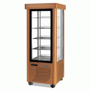 Vitrine réfrigérée positive 400L 4 faces vitrées spécial chocolat verni en bois étagères carrées SCAIOLA