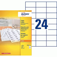 AVERY 2400 étiquettes blanches, format 70 x 37 mm (100 feuilles A4 / cdt) - 3266557270373