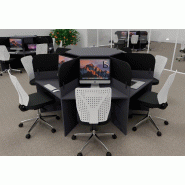 Bureau call center 7 places forme marguerite avec cloisons acoustiques. - anthracite, 7 places, noir da023_0