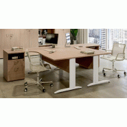 Bureau d'angle 160 x 80/100 cm compact sur pied métallique en 