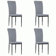 Chaises à manger lot de 4 Gris clair Velours Modèle Quervanel - 326104