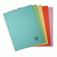 Clairefontaine Lot de 10 Cahier Linicolor Essence A4, 100p./50 feuilles 90 g/m² reliure intégrale, couv. Polypro assortis, quadrillé 5x5 - 33296832