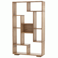 COSTWAY Bibliothèque de 120 cm avec 9 compartiments, étagère sur pied, séparateur de pièce, géométrique, en bois - marron Bois manufacturé VH33661ZM