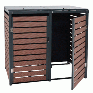 Décoshop26 - Abris pour poubelles verrouillable avec deux compartiments 119 x 140 x 102 cm wpc métal aspect bois de noyer 04_0007015 - métal 300026