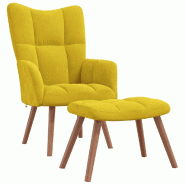 Décoshop26 - Fauteuil lounge chaise de canapé design moderne avec repose-pied en velours jaune moutarde DEC026530 - jaune 3000255871100