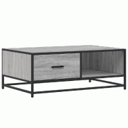 Décoshop26 - Table basse avec tiroir style industriel 90 x 57 x 35 cm bois d'ingénierie gris et métal DEC040159 - gris métal 3000264780448