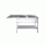 GGM Gastro Plonge Inox 2 bacs avec passage lave-vaisselle - P 600 - GGM longueur 2000mm - 4063326195764_0