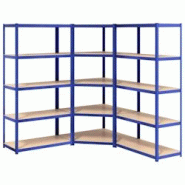 Helloshop26 - Étagères meubles rangement à 5 niveaux 3 pièces acier et bois d'ingénierie bleu 02_0045756 - 3000220856811 Helloshop26 - Étagères meubles rangement à 5 niveaux 3 pièces acier et bois d'ingénierie bleu 02_0045756 - 3000220856811