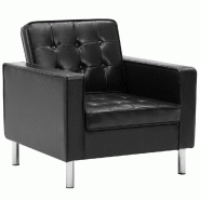 Helloshop26 - Fauteuil chaise siège lounge design club sofa salon revêtement synthétique noir  1102164/3 - noir Bois manufacturé 3000141281303