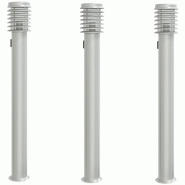 Helloshop26 - Lot de 3 lampadaires d'extérieur éclairage jardin 14 x 14 x 110 cm en acier inoxydable argenté 02_0056637 - argenté Polycarbonate 30