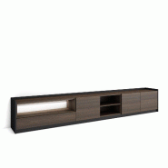 SKRAUT HOME Meuble TV, Banc Télé, 310x50x37 cm, Pour les TV jusqu'à 80", LED, Chêne foncé et Noir - marron Bois manufacturé 688_6