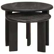 Tables basses gigognes 2 pcs Blanc Bois de mangue massif Modèle Orion Flex Plus - 8721158631749