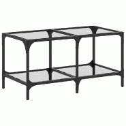 VidaXL Table basse avec dessus en verre transparent 78,5x40x40cm acier Modèle Élancé Pro - 845976