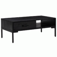 VidaXL Table basse Noir 90x50x35 cm Bois de pin massif Modèle Riviera Moderne - 349930