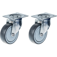 Roulette de 80mm 3" à bandage caoutchouc gris, pivotante, forte capacité de 160kg, lot de 2 Roulette de 80mm 3" à bandage caoutchouc gris, pivotante, forte capacité de 160kg, lot de 2