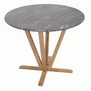 Décoshop26 - Table de bistro table à manger diamètre 92 cm en bois et HDF aspect marbre 04_0008526 - Bois massif 3000262608959