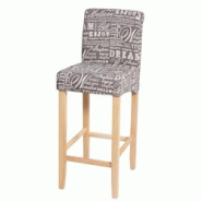 Décoshop26 - Tabouret de bar chaise haute de bar motif lettrage gris tissu pieds en bois clairs 04_0001238 - gris 3000127832697 Décoshop26 - Tabouret de bar chaise haute de bar motif lettrage gris tissu pieds en bois clairs 04_0001238 - gris 3000127832697