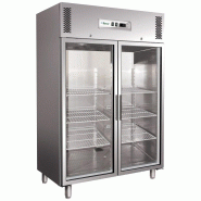 FORCAR Armoire ventilée en acier inoxydable réfrigéré avec portes vitrées. Dégivrage automatique. Mesure 148x83x201 cm. FORCAR modèle G-GN1410T