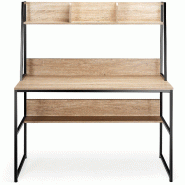Helloshop26 - Bureau avec niche et bibliothèque 120 x 57 x 140 cm design moderne peu encombrant rangement en bois naturel 20_0019147 - métal 3000232