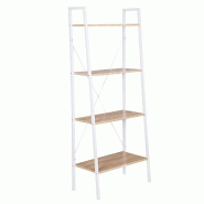 Helloshop26 - Étagère à échelle robuste à 4 niveaux avec cadre en métal pour le salon blanc marron 19_0000372 - marron métal 3000244558982