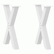 Helloshop26 - Lot de 2 pieds de table à manger en X ajustables 50 x 72 cm pour surface stable design moderne en acier blanc 02_0057241 - blanc acier