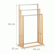 Helloshop26 - Porte-serviettes sur pied 3 bras salle de bain bambou 13_0002272 - Bambou 3000119868987